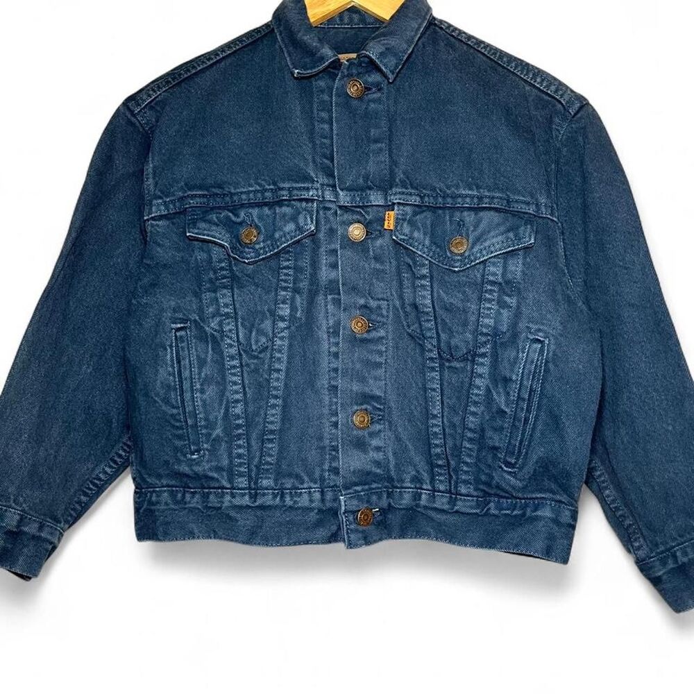 Vtg 90s Levi’s Orange Tab Kids Small Dark Blue Denim Jean Jacket Youth Size 8-10